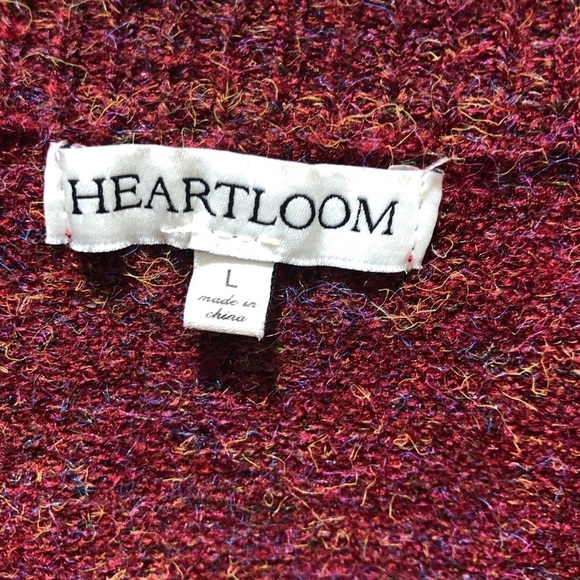 Heartloom Anthropologie Sweater Lattice Shoulder Design Red Size Large - Picture 9 of 11